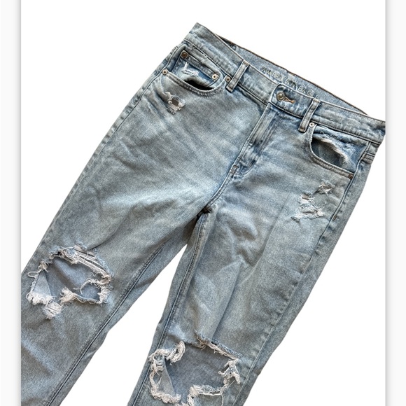 American Eagle Women’s super high rise ankle straight jeans distressed size 8 - Picture 2 of 7